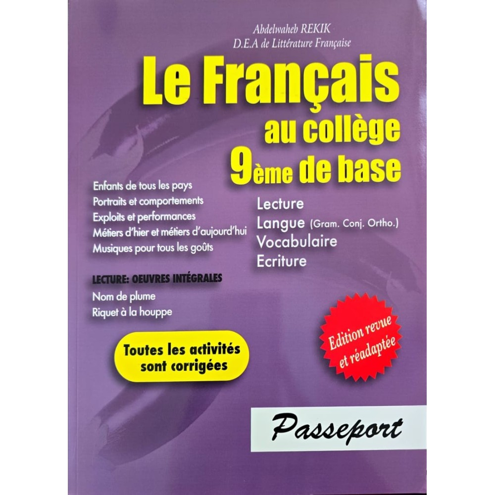 LE FRANCAIS AU COLLEGE 9 EME DE BASE