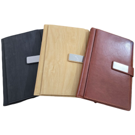 PU Leather Office Notebook Diary With Metal Finish
