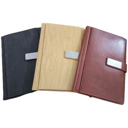 PU Leather Office Notebook Diary With Metal Finish