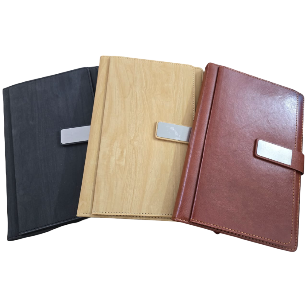 PU Leather Office Notebook Diary With Metal Finish