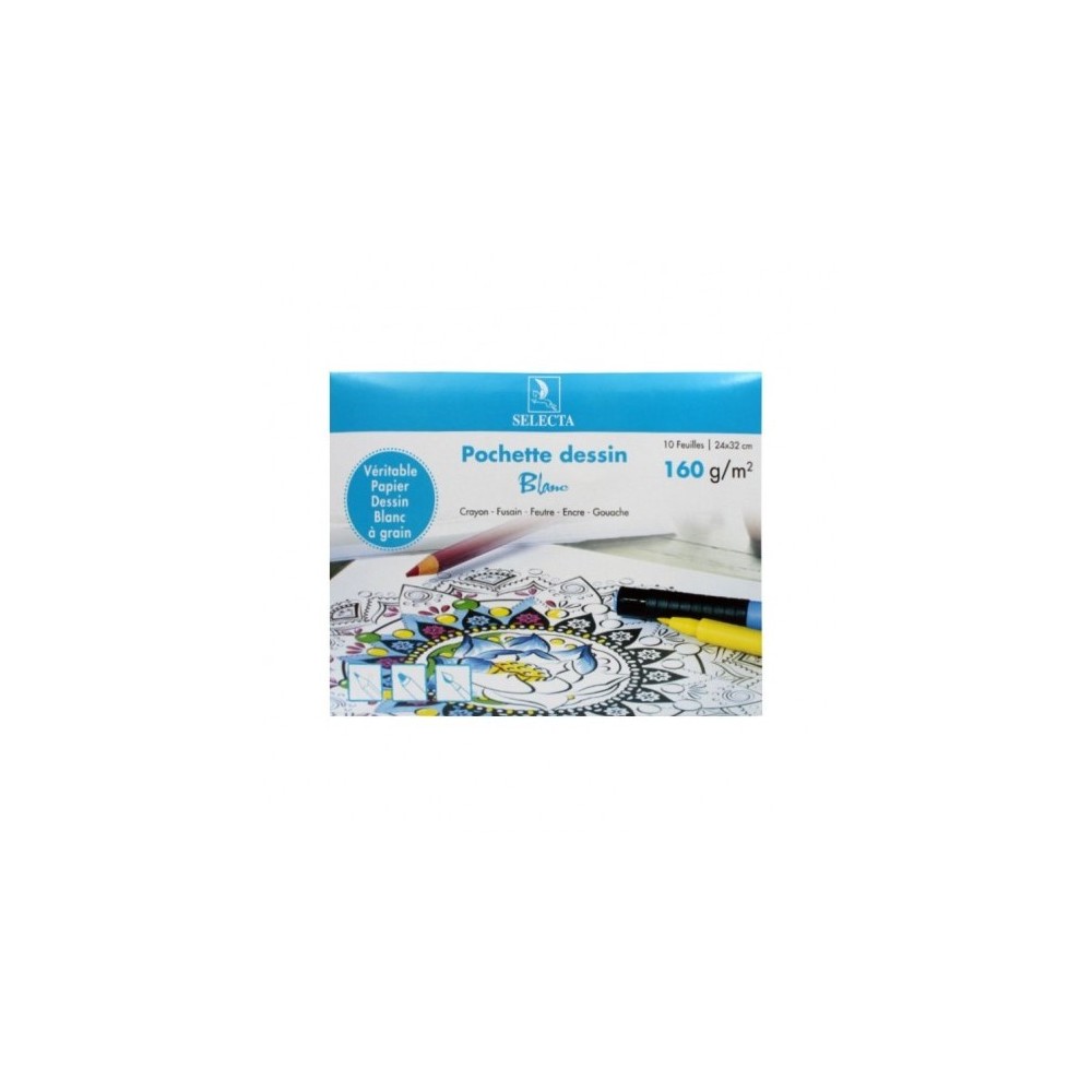 POCHETTE PAPIER DESSIN BLANC