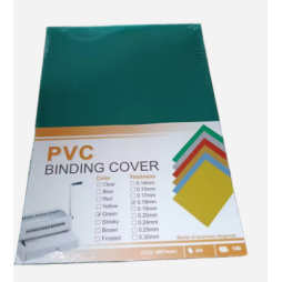 PAGE DE GARDE TRANSPARENT VERT A4 100 FEUILLES  PVC COVER
