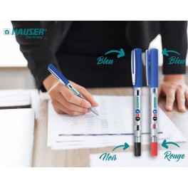 Stylo Bille 2en1 Bleu/Rouge ET Bleu/Noir Hauser