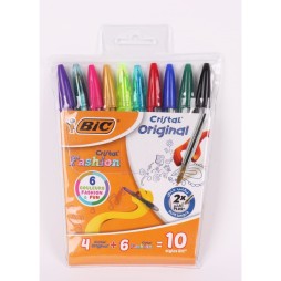POCHETTE DE 10 STYLOS A BILLE BIC CRISTAL FASHION
