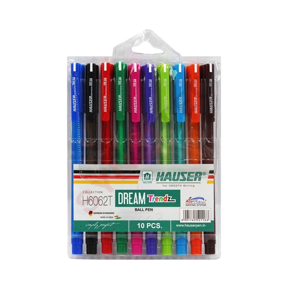 POCHETTE DE 10 STYLOS A BILLE HAUSER DREAM TRENDZ