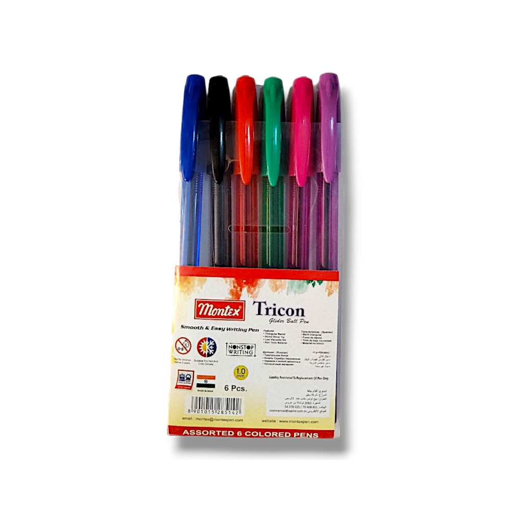 POCHETTE DE 6 STYLOS A BILLE MONTEX TRICON