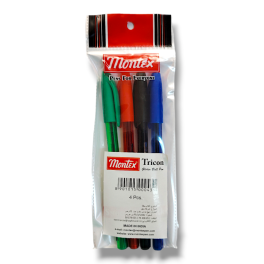 POCHETTE DE 4 STYLOS A BILLE MONTEX TRICON