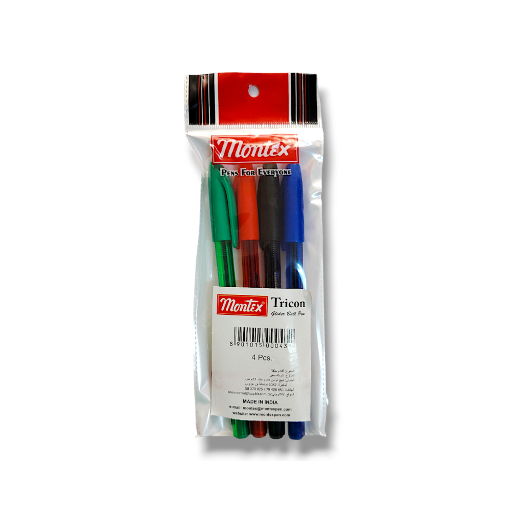 POCHETTE DE 4 STYLOS A BILLE MONTEX TRICON