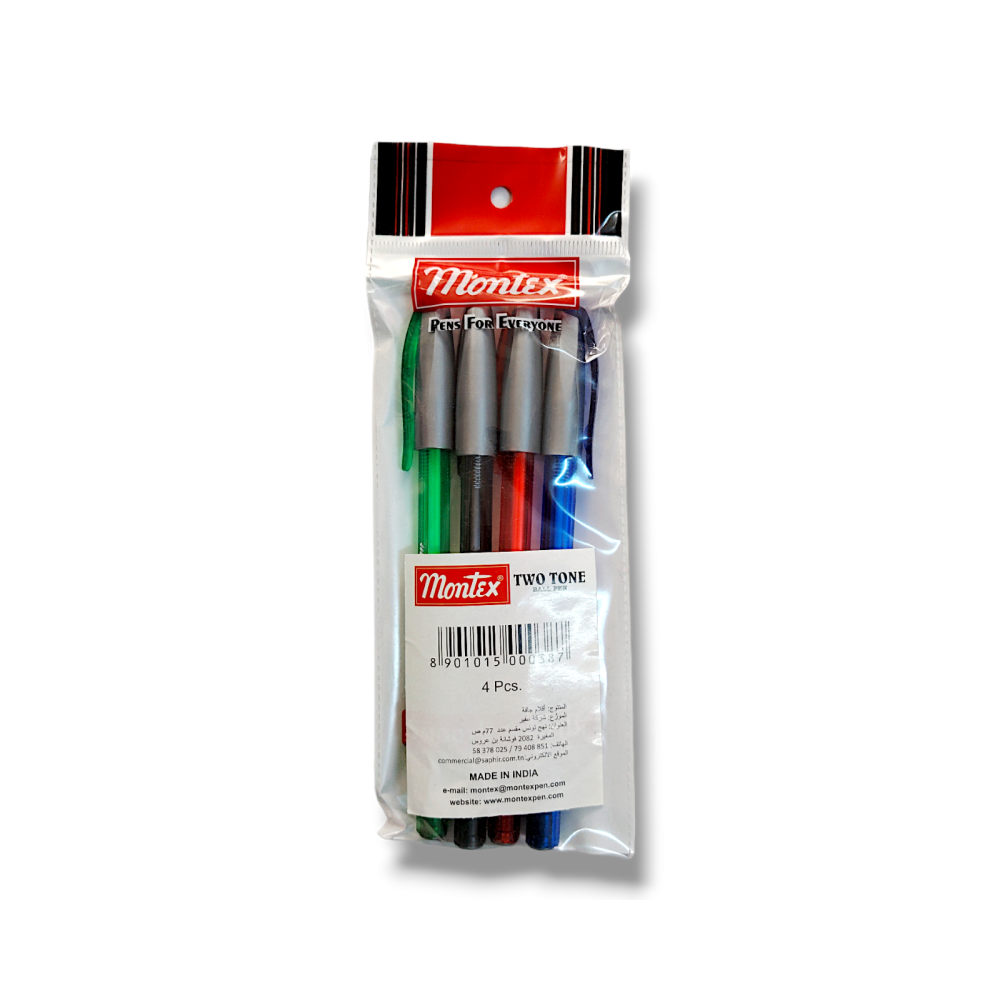 POCHETTE DE 4 STYLOS A BILLE TOW TONE MONTEX