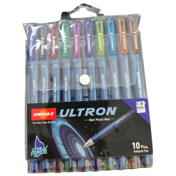 POCHETTE de 10 stylos à bille Unimax Ultron de différentes couleurs
