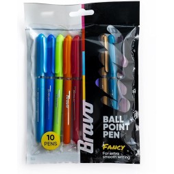 POCHETTE 10 STYLO A BILLE 1.0mm BRAVO FANCY