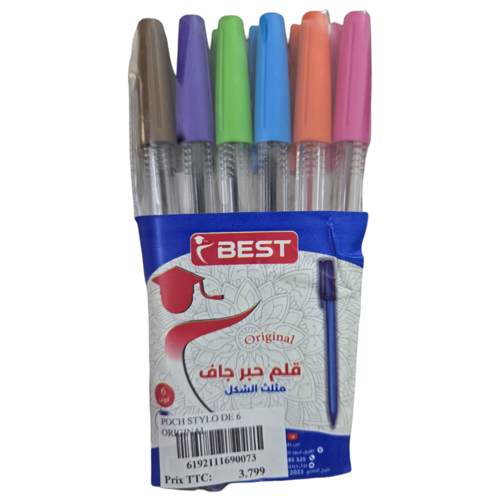 POCHETTE DE 6 stylos à bille de la marque BEST.
