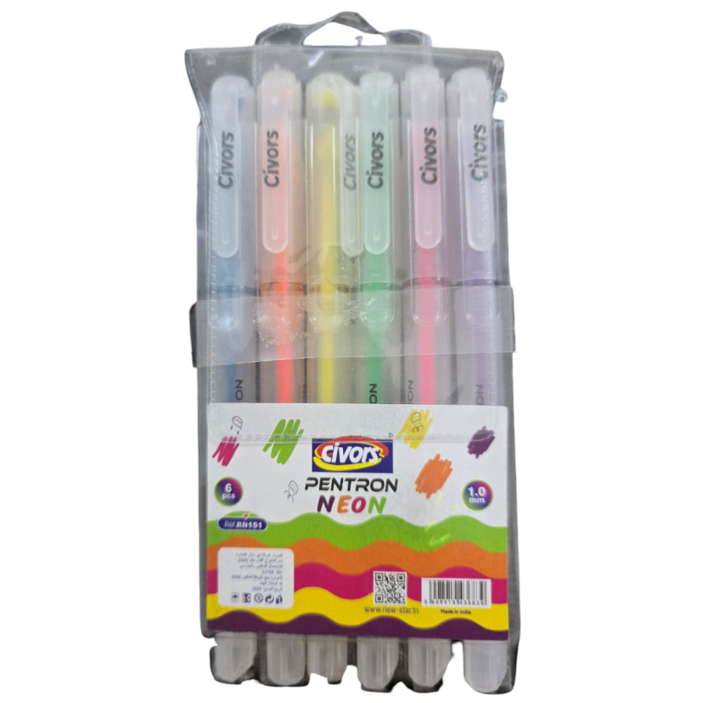 POCHETTE DE 6 STYLO GELCIVORS PENTRON NEON