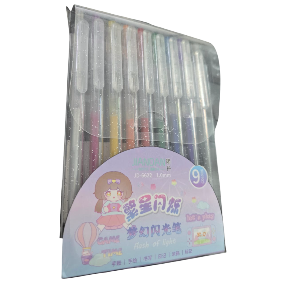 POCHETTE DE 9 Stylos GEL TIC TAC JIANDAI GLITTER