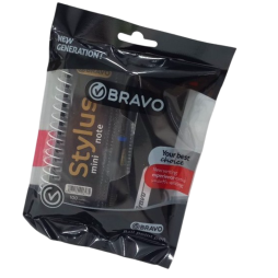 BRAVO STYLUS PEN + MINI NOTEBOOK + DARK BLUE PEN