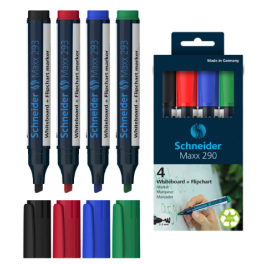 POCHETTE DE 4 Marqueur pour tableau blanc Schneider Maxx 293  Effaçable