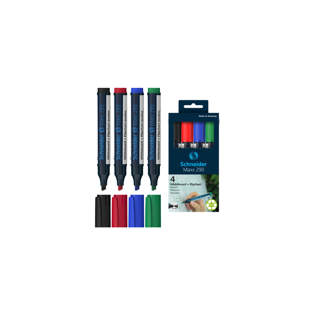 POCHETTE DE 4 Marqueur pour tableau blanc Schneider Maxx 293  Effaçable