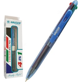 STYLO HAUSER 0.7mm 4 Colour Biros Ball Pen BLACK BLUE RED GREEN 4 in 1 Ballpoint Pen, ZOFAX Black Ball Pen