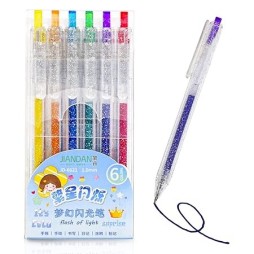 POCHETTE  de 6 stylos pailletés JIANDAI ART