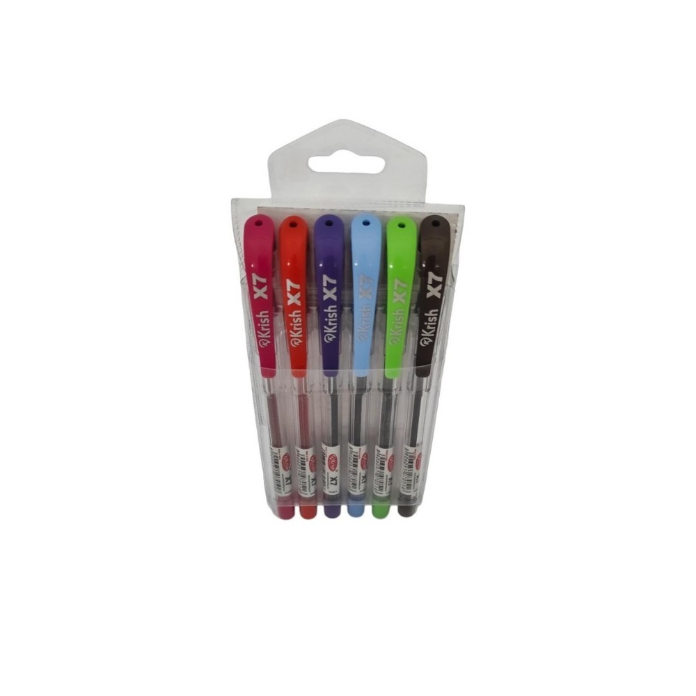 POCHETTE DE 6 STYLOS A BILLES KRISH X7