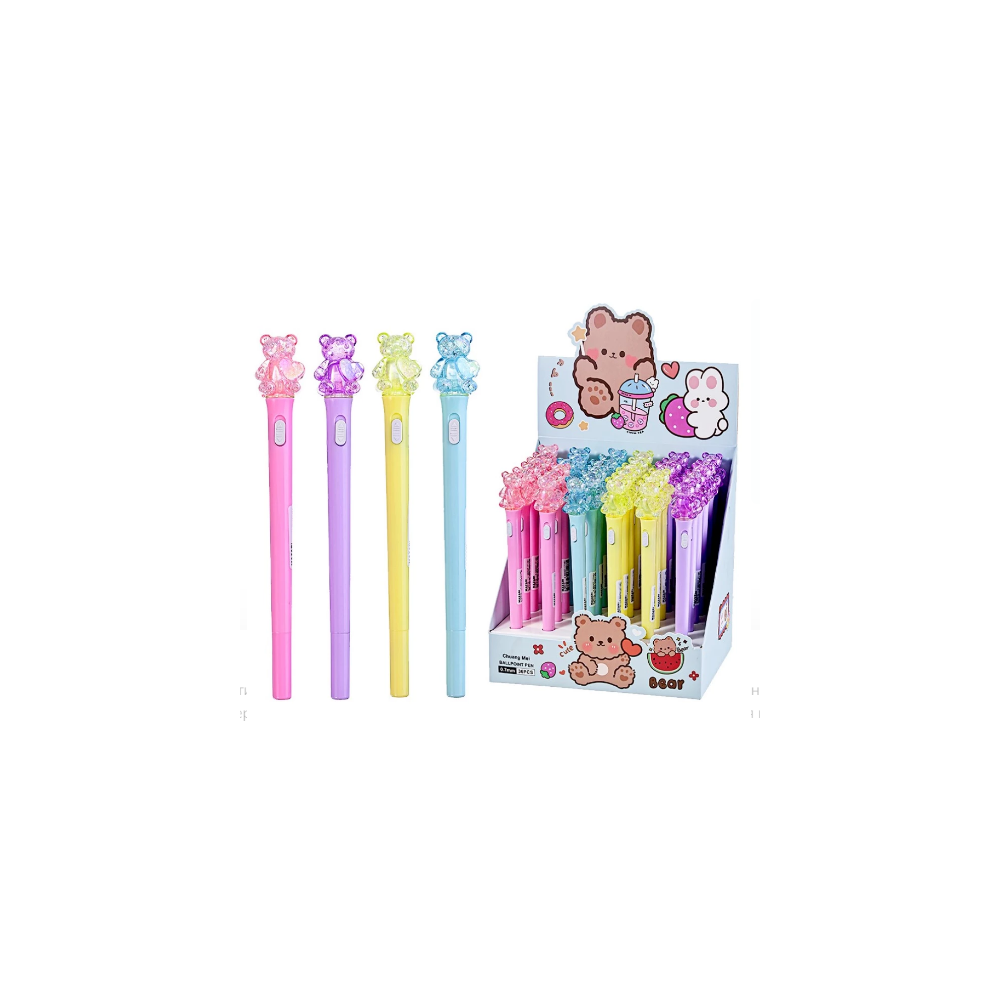 Stylo-bille avec rétro-éclairage  Ours assortis.