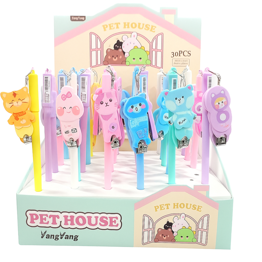 Stylo fantaisie avec des coupe-ongles intégrés, "PET HOUSE".