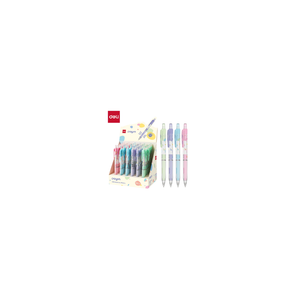 Porte-mine Deli transparent avec grip en caoutchouc souple  0,5 mm.