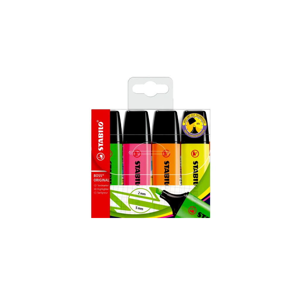 Pochette de 4 surligneurs fluo - STABILO