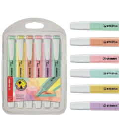 pochette de 6 Surligneurs  Stabilo couleur pastel