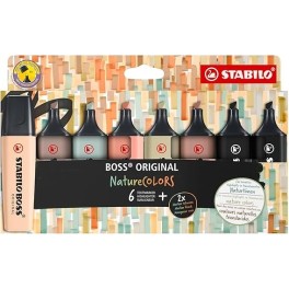 Pochette de 8 Surligneur Stabilo Boss couleurs assorties nature -