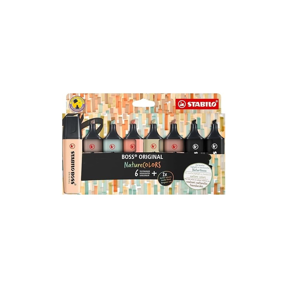 Pochette de 8 Surligneur Stabilo Boss couleurs assorties nature -