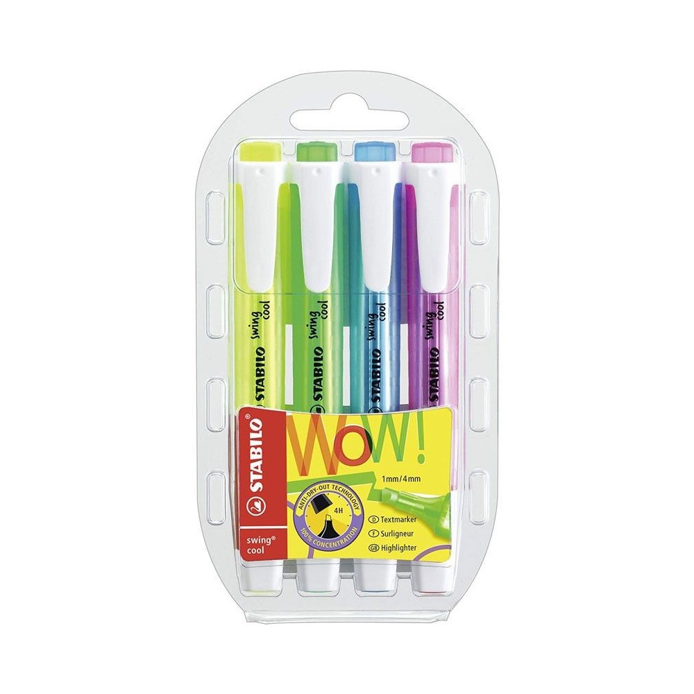 Pochette de 4 Fluorescents STABILO Swing Cool