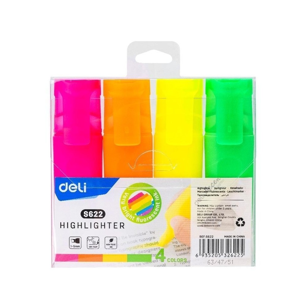 POCHETTE DE 4 Surligneurs  Deli
