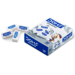 Mini gommes DOMS Plasto blanches et transparentes
