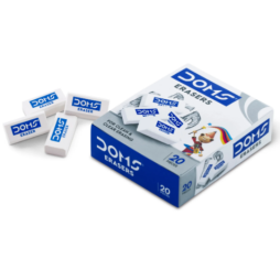 Mini gommes DOMS Plasto blanches et transparentes