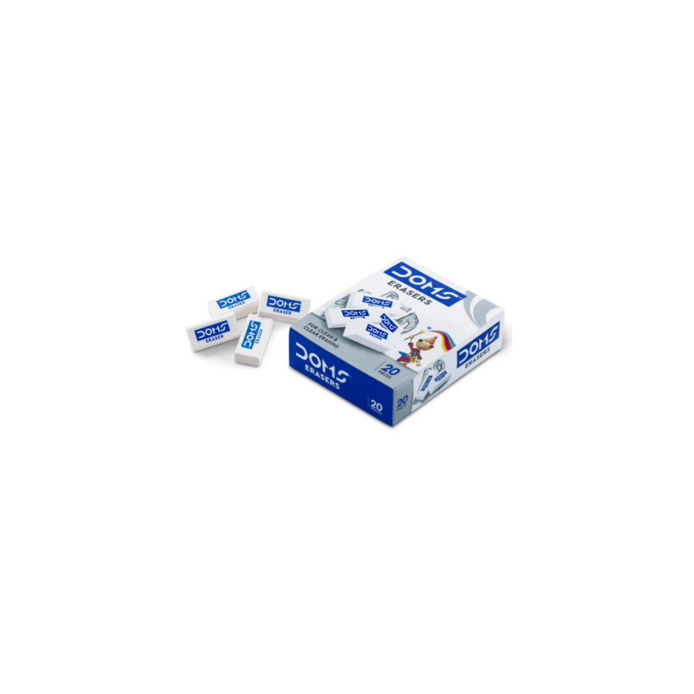 Mini gommes DOMS Plasto blanches et transparentes