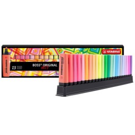Surligneur pointe biseautée STABILO BOSS ORIGINAL ARTYSet de bureau de 23 surligneurs