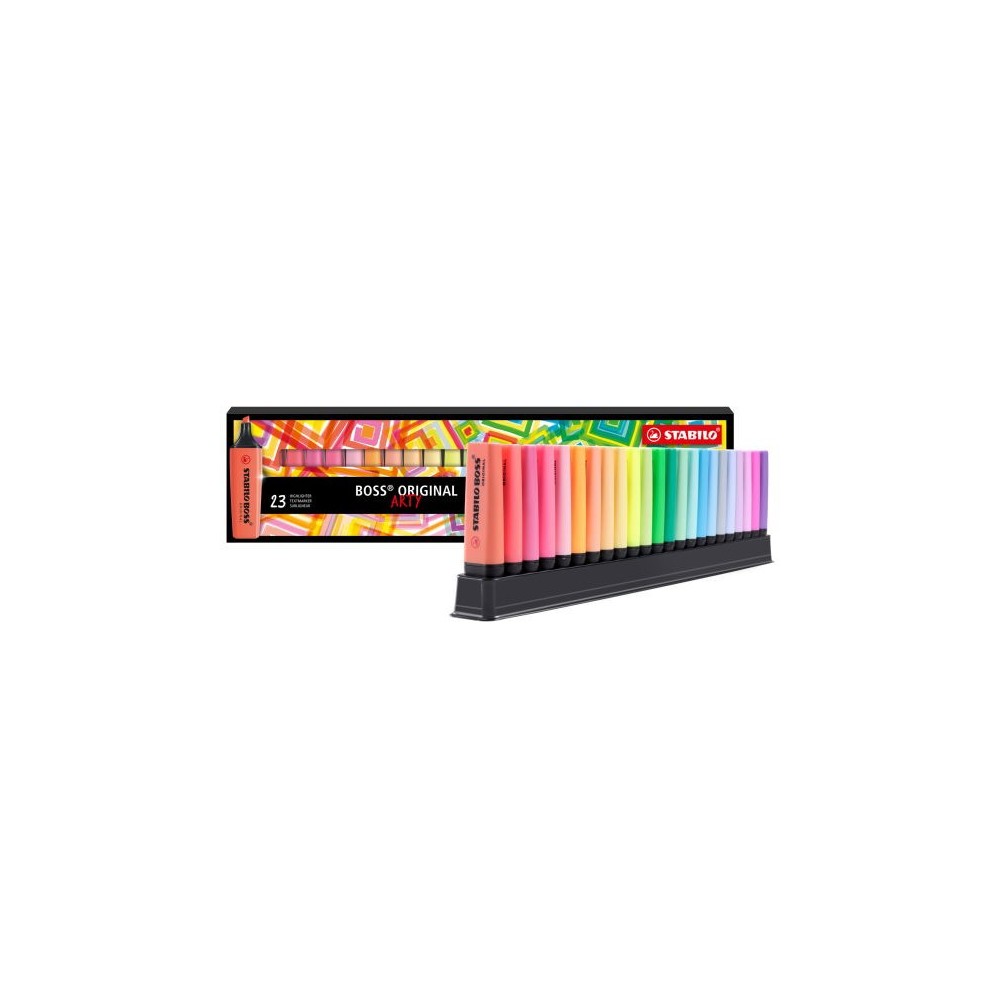 Surligneur pointe biseautée STABILO BOSS ORIGINAL ARTYSet de bureau de 23 surligneurs
