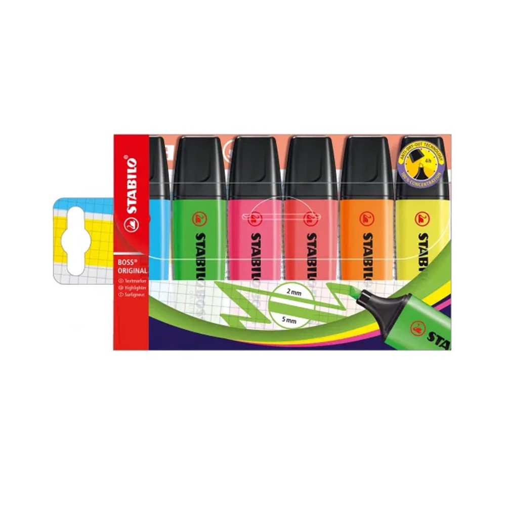 Stabilo - Pochette de 6 Marqueurs Fluorescents Boss Original