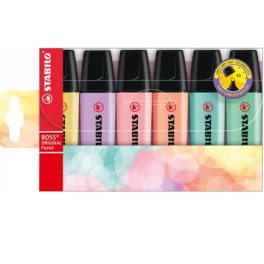 POCHETTE DE 6 SURLIGNEURS STABILO BOSS COULEURS PASTELS