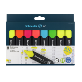 POCHETTE DE 8 STYLOS FLEORESCENT SCHNEIDER JOB 150