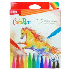 Feutres lavables Deli Colorun, 12 couleurs