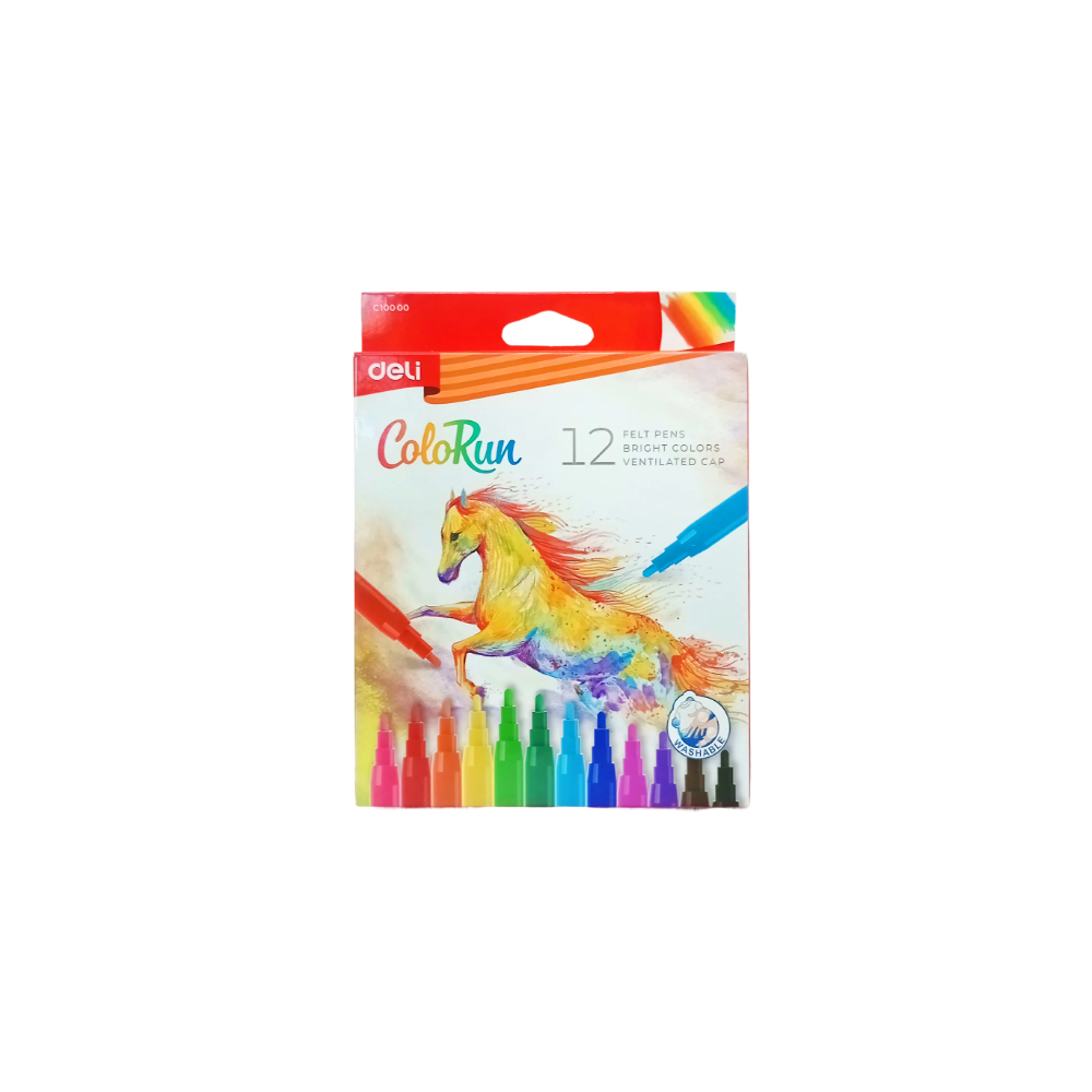 Feutres lavables Deli Colorun, 12 couleurs