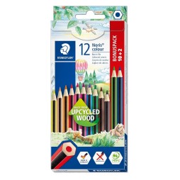 Crayons de couleur Noris  Couleurs assorties POCHETTE DE 10 AVEC 2 OFFERTS STAEDTLER