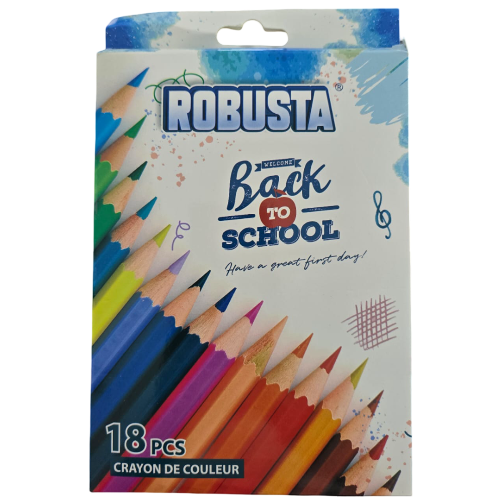 POCHETTE DE 18 CRAYONS DE COULEUR ROBUSTA