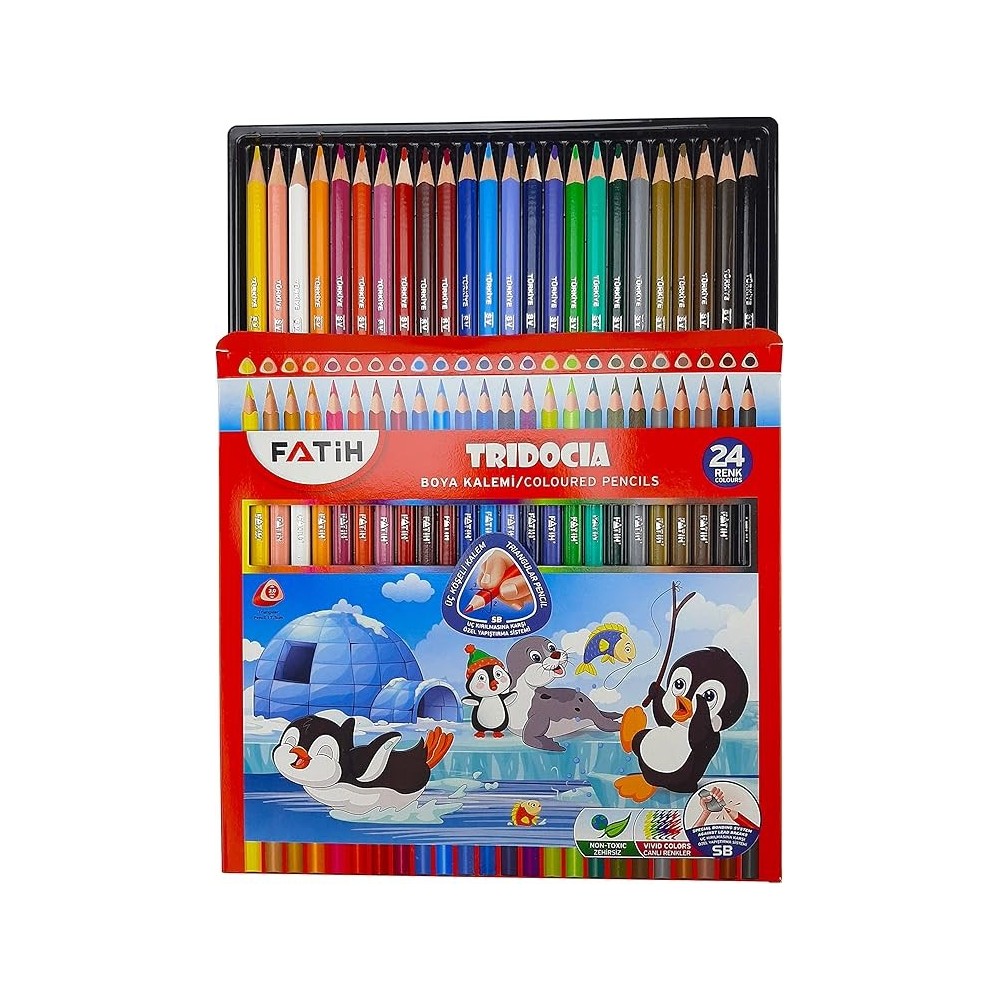 Crayons de couleur Fatih Trıdocıa, 24 couleurs,