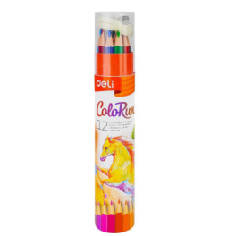 Deli Avec Taille-Crayon Intégré 12 Couleurs Lisse Et Facile À Tailler