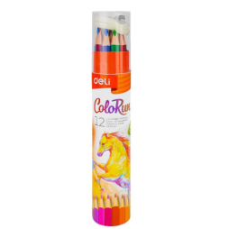 Deli Avec Taille-Crayon Intégré 12 Couleurs Lisse Et Facile À Tailler