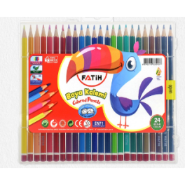 FATIH - CRAYONS DE COULEUR EN BOÎTE PLASTIQUE, 24 COULEURS