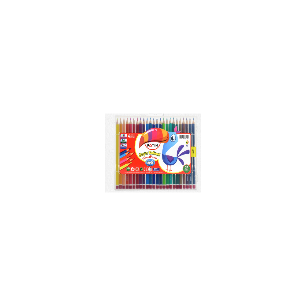 FATIH - CRAYONS DE COULEUR EN BOÎTE PLASTIQUE, 24 COULEURS